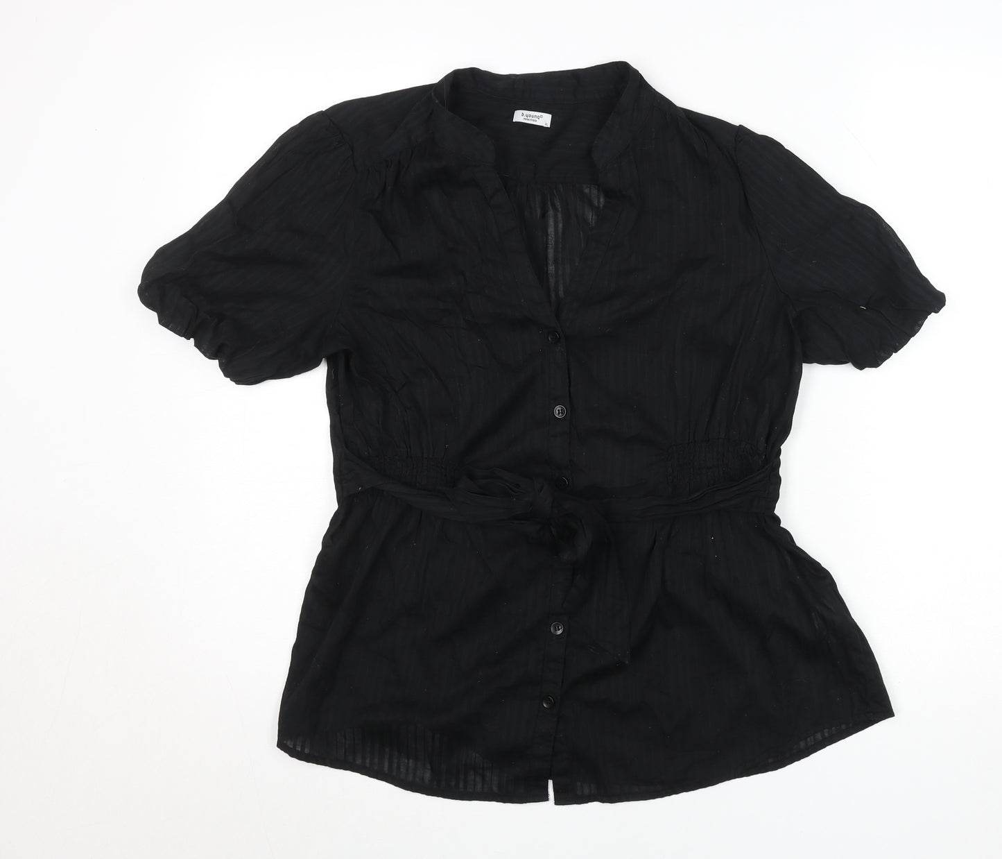 b.young Women Black Lightweight Cotton Button Tunic Blouse XL