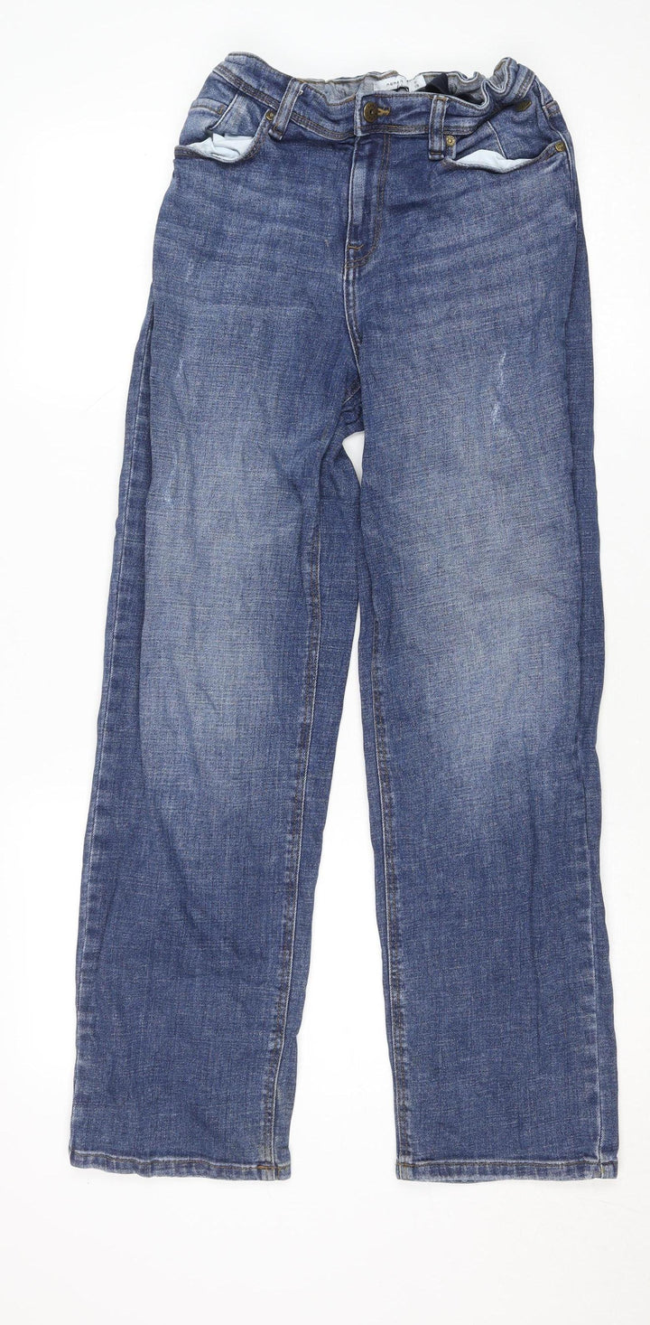 Name It Girls Blue Denim Straight Jeans Adjustable Waist Size 16 Years