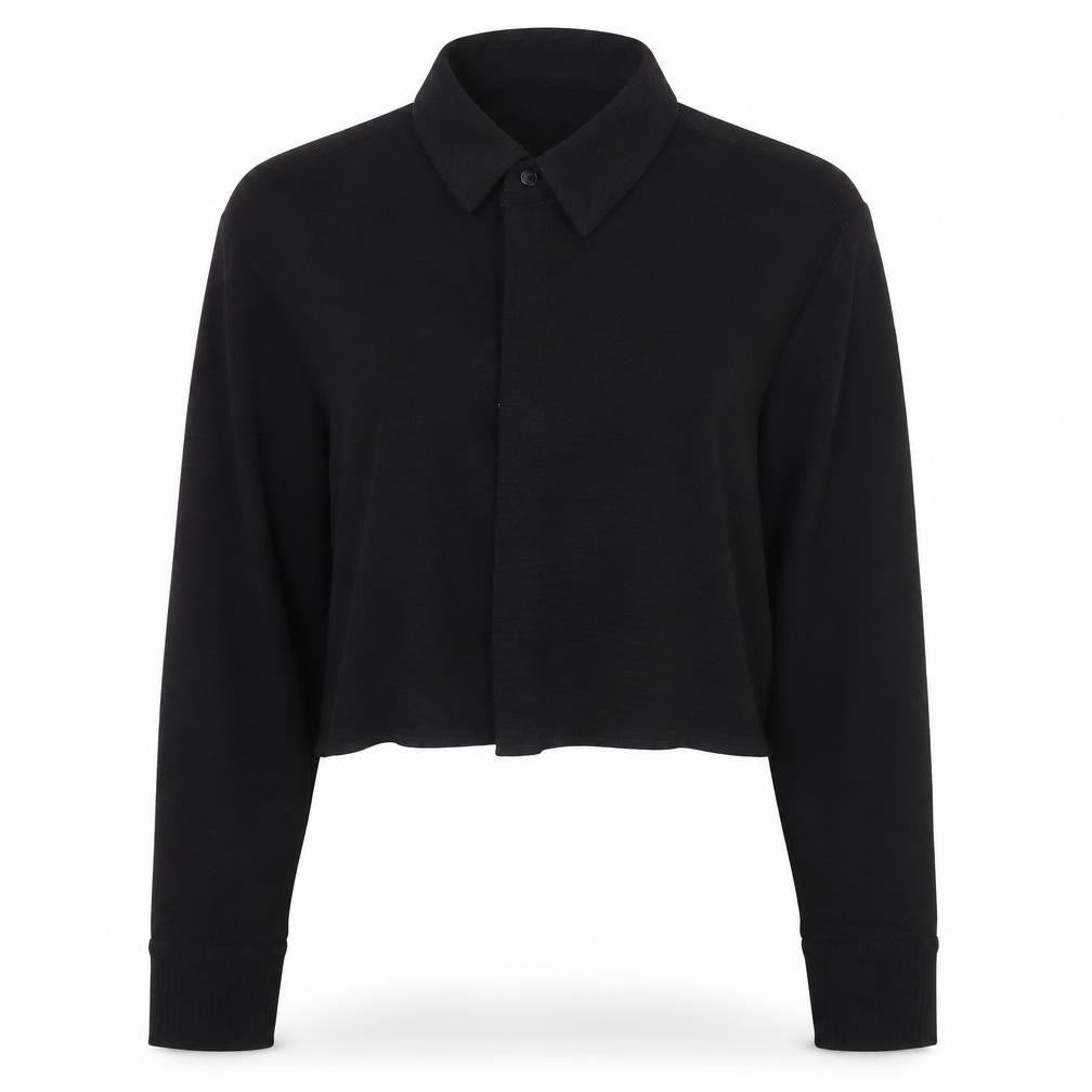 Mango Women's Black Cropped Button-Up Shirt Size S