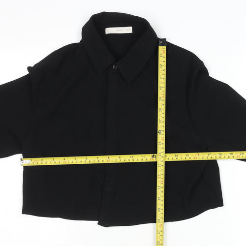 Mango Women's Black Cropped Button-Up Shirt Size S