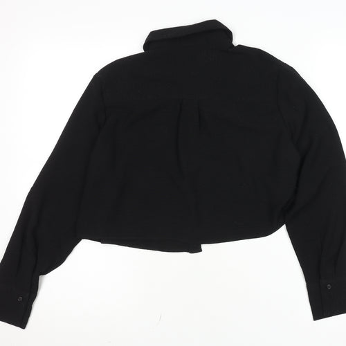 Mango Women's Black Cropped Button-Up Shirt Size S