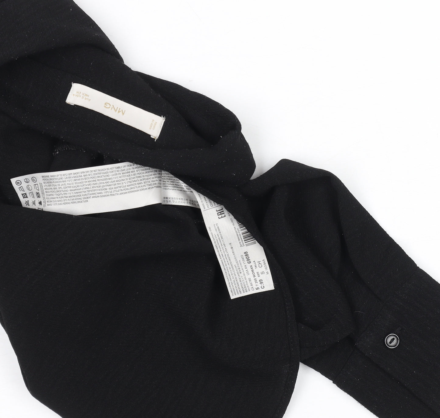 Mango Women's Black Cropped Button-Up Shirt Size S