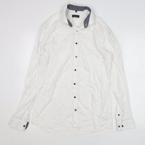Eterna Men’s White Extra-Slim Dress Shirt Long Sleeve 16.5 Collar