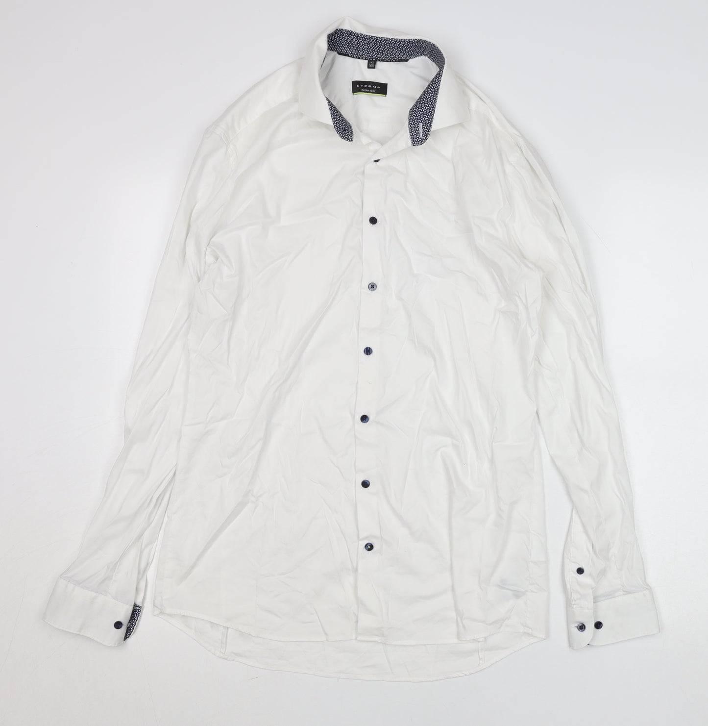 Eterna Men’s White Extra-Slim Dress Shirt Long Sleeve 16.5 Collar