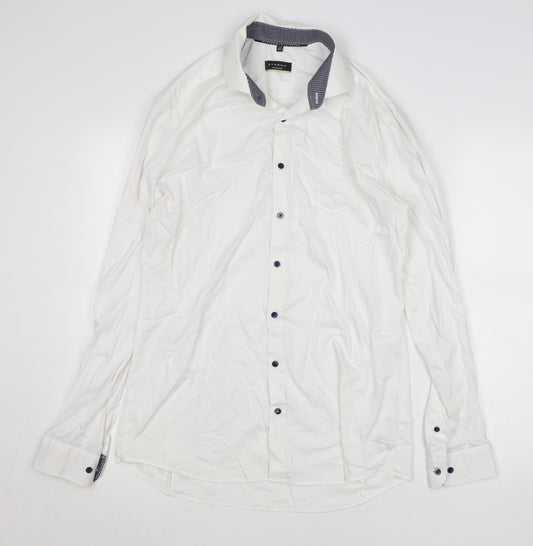 Eterna Men’s White Extra-Slim Dress Shirt Long Sleeve 16.5 Collar