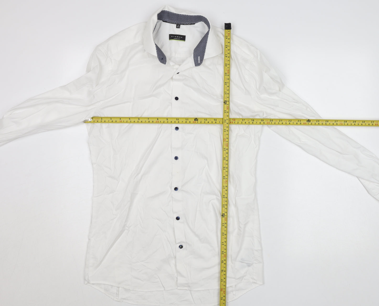 Eterna Men’s White Extra-Slim Dress Shirt Long Sleeve 16.5 Collar