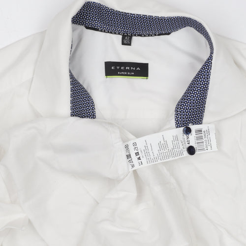 Eterna Men’s White Extra-Slim Dress Shirt Long Sleeve 16.5 Collar