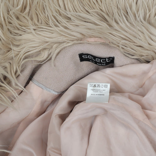 Select Womens Beige Faux Fur Trim Hooded Coat Size 14