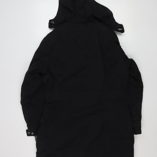 Crane Men's Black Hooded Water Resistant Parka Jacket M 40in