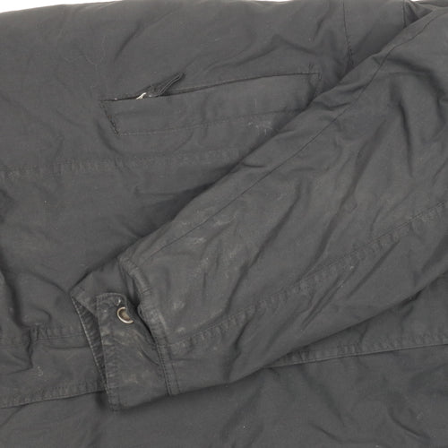 Crane Men's Black Hooded Water Resistant Parka Jacket M 40in
