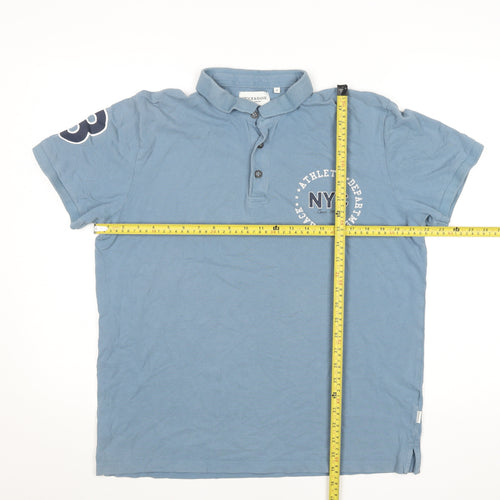Stock & Hank Men's Blue XL Polo Shirt NYC Graphic Cotton