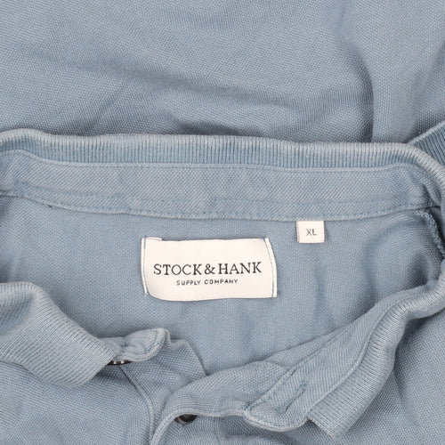 Stock & Hank Men's Blue XL Polo Shirt NYC Graphic Cotton