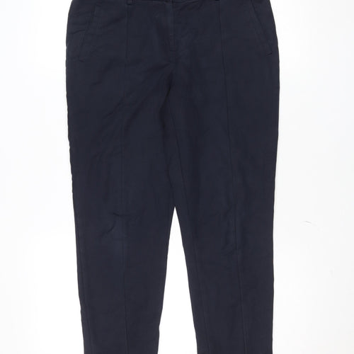 Oasis Women's Blue Chino Trousers Size 10 Slim Fit Cotton Blend
