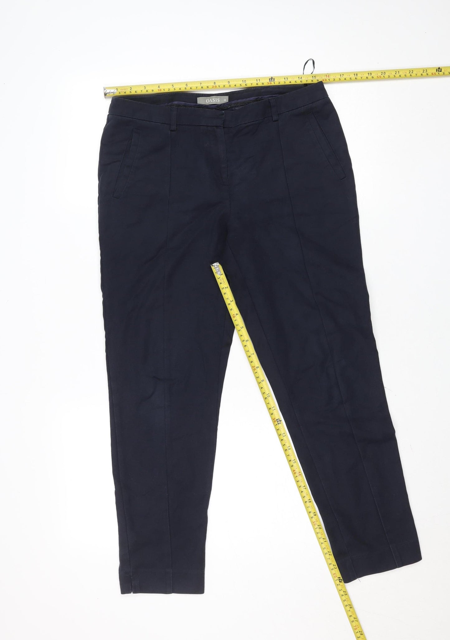 Oasis Women's Blue Chino Trousers Size 10 Slim Fit Cotton Blend