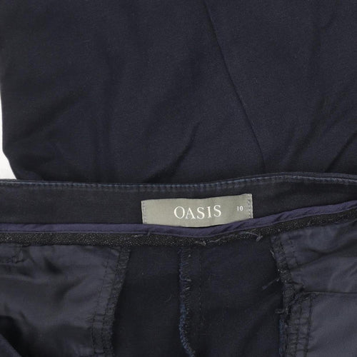 Oasis Women's Blue Chino Trousers Size 10 Slim Fit Cotton Blend