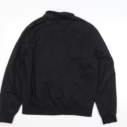 River Island Men’s Black Bomber Jacket L Stand-Up Collar Full Zip Casual
