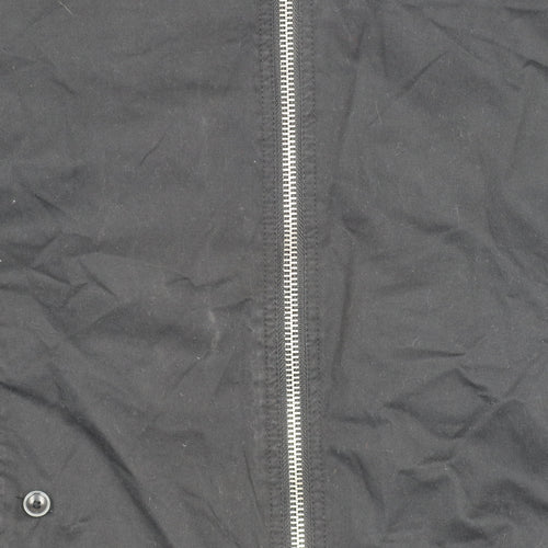 River Island Men’s Black Bomber Jacket L Stand-Up Collar Full Zip Casual