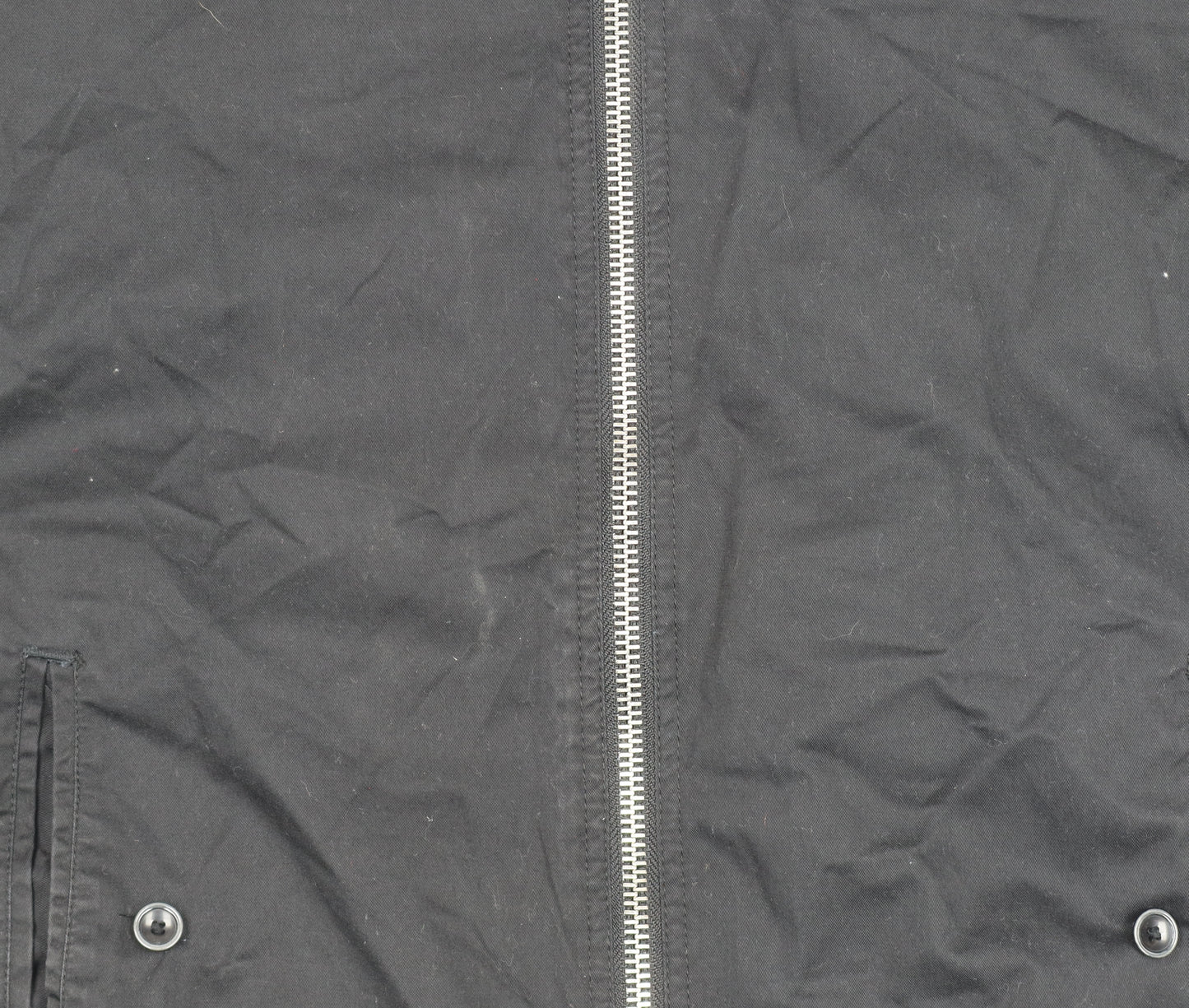 River Island Men’s Black Bomber Jacket L Stand-Up Collar Full Zip Casual