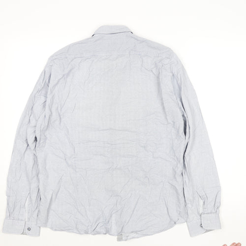 BOSS Mens Blue Regular Fit Cotton Check Long Sleeve Dress Shirt M