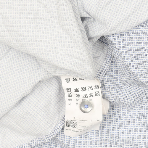 BOSS Mens Blue Regular Fit Cotton Check Long Sleeve Dress Shirt M
