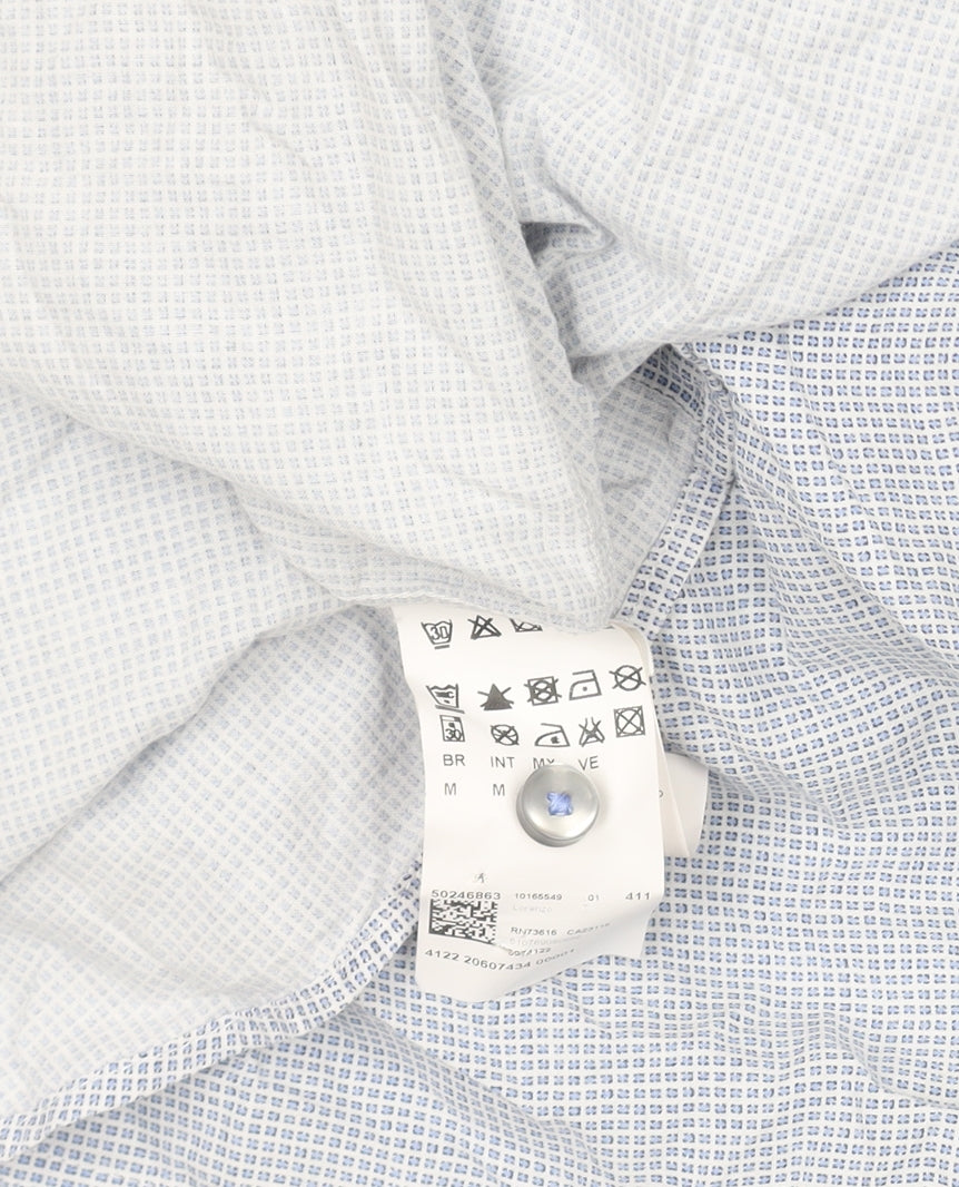 BOSS Mens Blue Regular Fit Cotton Check Long Sleeve Dress Shirt M