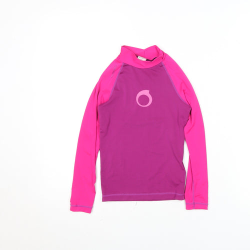 Oxylane Girls Pink Long Sleeve Rash Guard Top 6 Years Polyester Blend