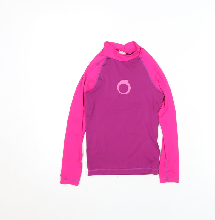 Oxylane Girls Pink Long Sleeve Rash Guard Top 6 Years Polyester Blend