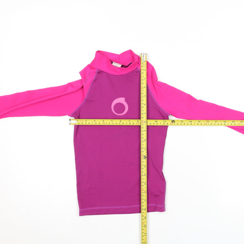 Oxylane Girls Pink Long Sleeve Rash Guard Top 6 Years Polyester Blend