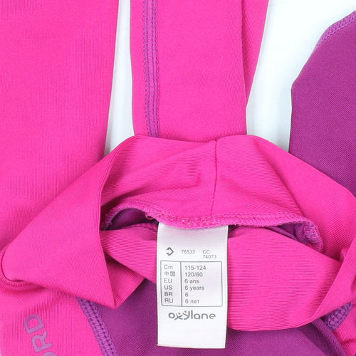 Oxylane Girls Pink Long Sleeve Rash Guard Top 6 Years Polyester Blend
