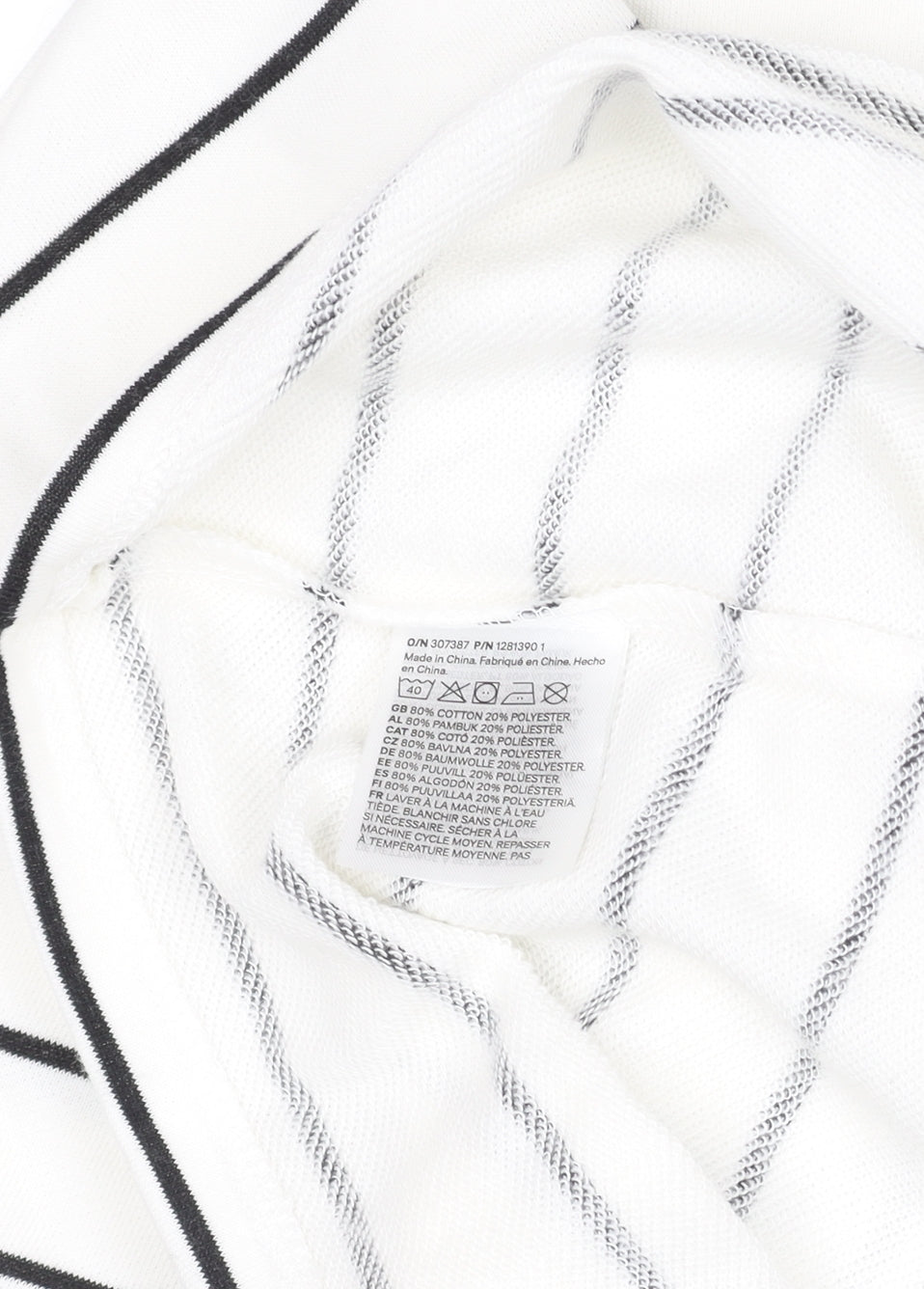 H&M Girls White Black Striped Crew Neck Logo T-Shirt 12-13 Years