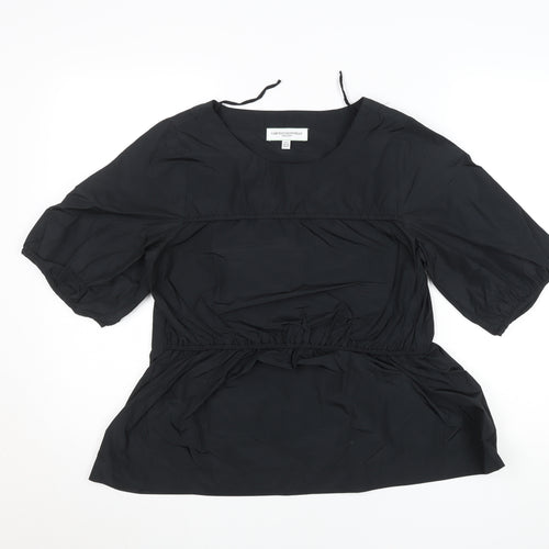 Carolyn Donnelly Women's Black Tunic Blouse Size 8 Short Puff Sleeve