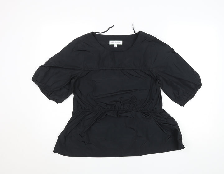Carolyn Donnelly Women's Black Tunic Blouse Size 8 Short Puff Sleeve