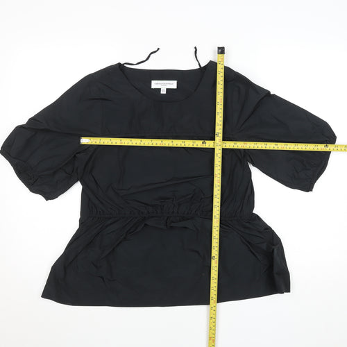 Carolyn Donnelly Women's Black Tunic Blouse Size 8 Short Puff Sleeve