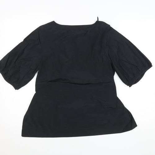Carolyn Donnelly Women's Black Tunic Blouse Size 8 Short Puff Sleeve