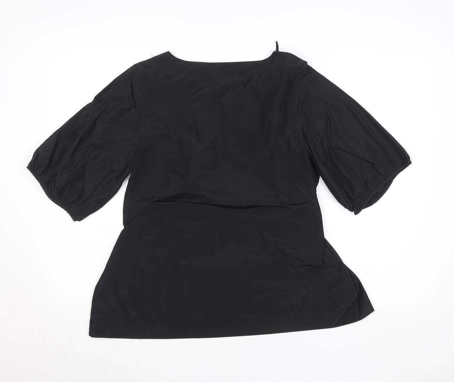 Carolyn Donnelly Women's Black Tunic Blouse Size 8 Short Puff Sleeve