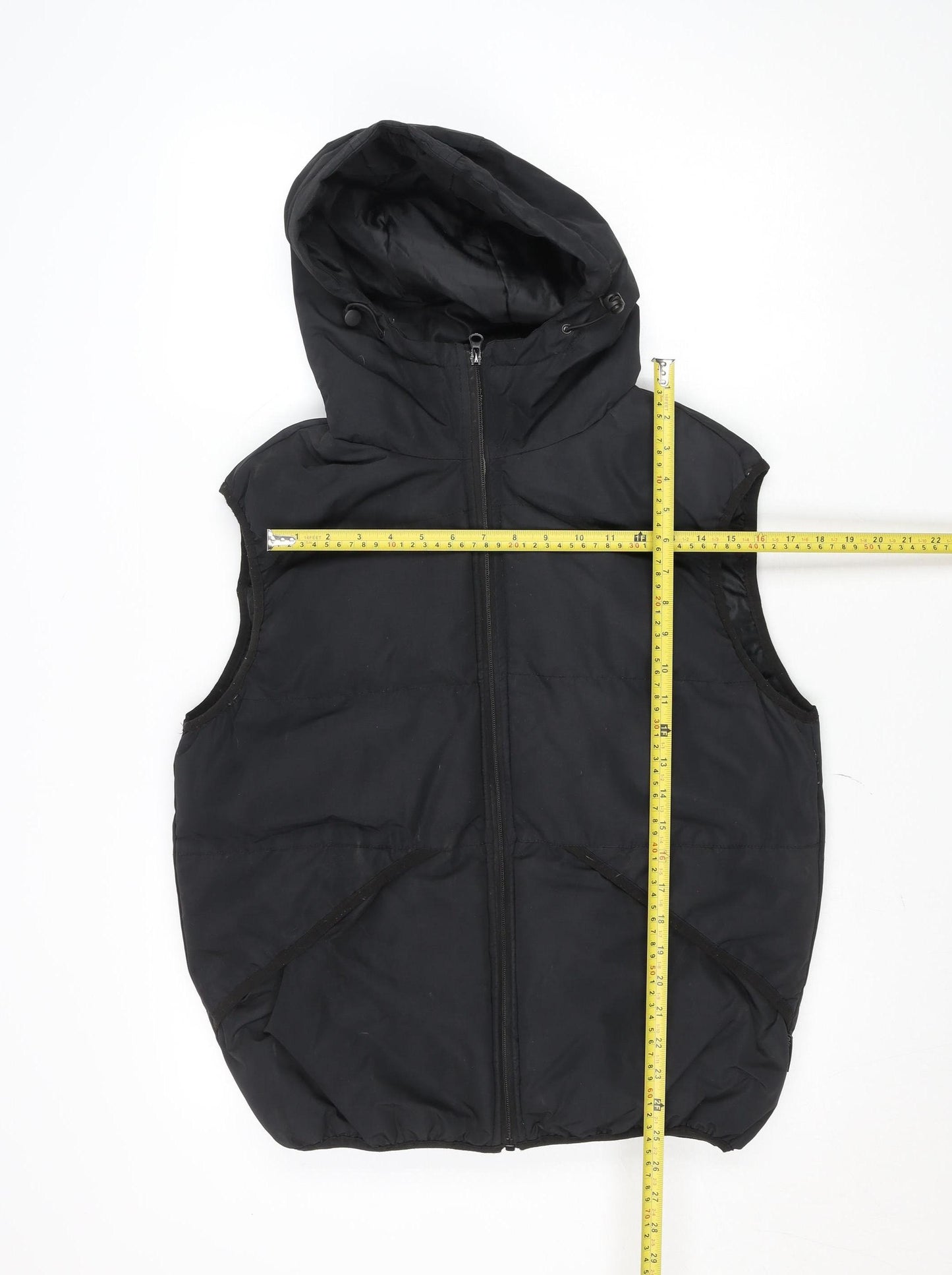 D/STRUCT Men’s Black Hooded Puffer Waistcoat Medium