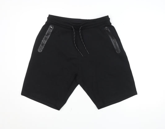 Dunnes Stores Men’s Black Sweat Shorts Medium Elastic Waist Zip Pockets