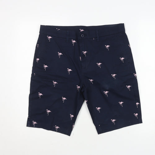 St. Bernard Men’s Blue Flamingo Print Chino Shorts 34in Regular Fit