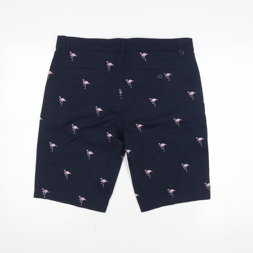 St. Bernard Men’s Blue Flamingo Print Chino Shorts 34in Regular Fit