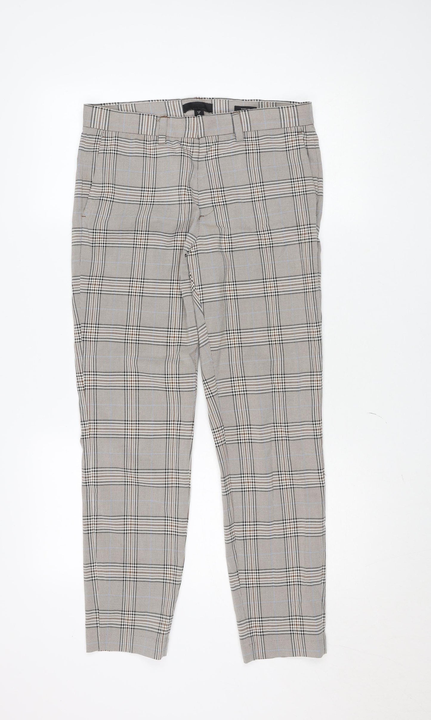 H&M Women’s Brown Plaid Skinny Chino Trousers Size 29