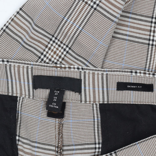 H&M Women’s Brown Plaid Skinny Chino Trousers Size 29