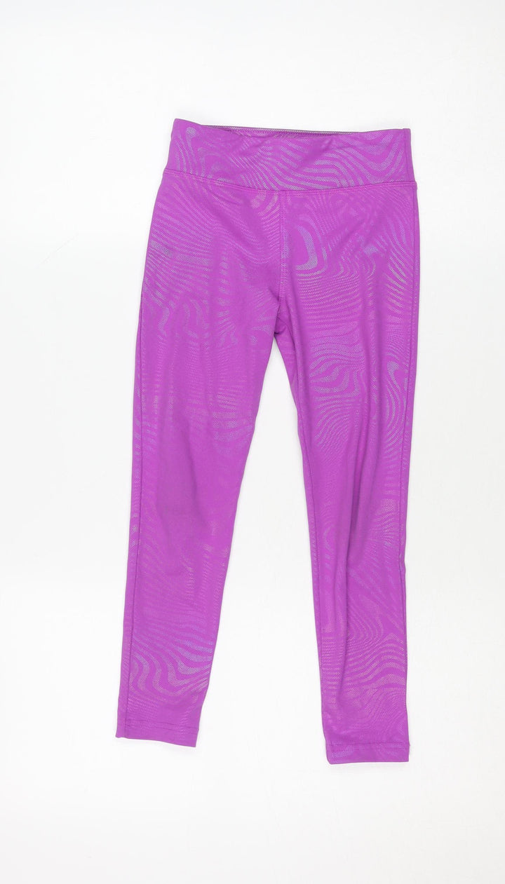 Dunnes Stores Girls Purple Geometric Active Leggings 6-7 Years
