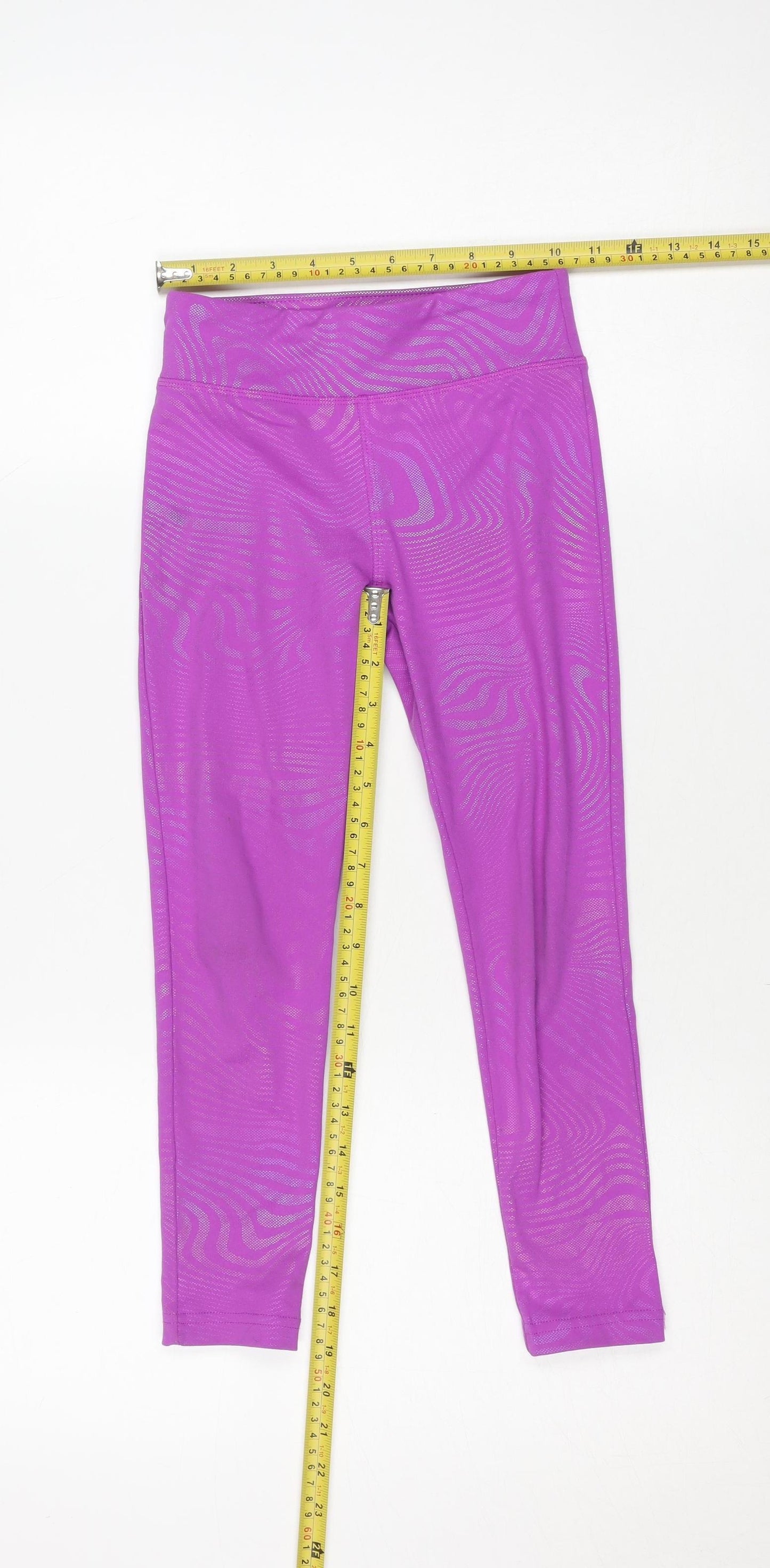 Dunnes Stores Girls Purple Geometric Active Leggings 6-7 Years