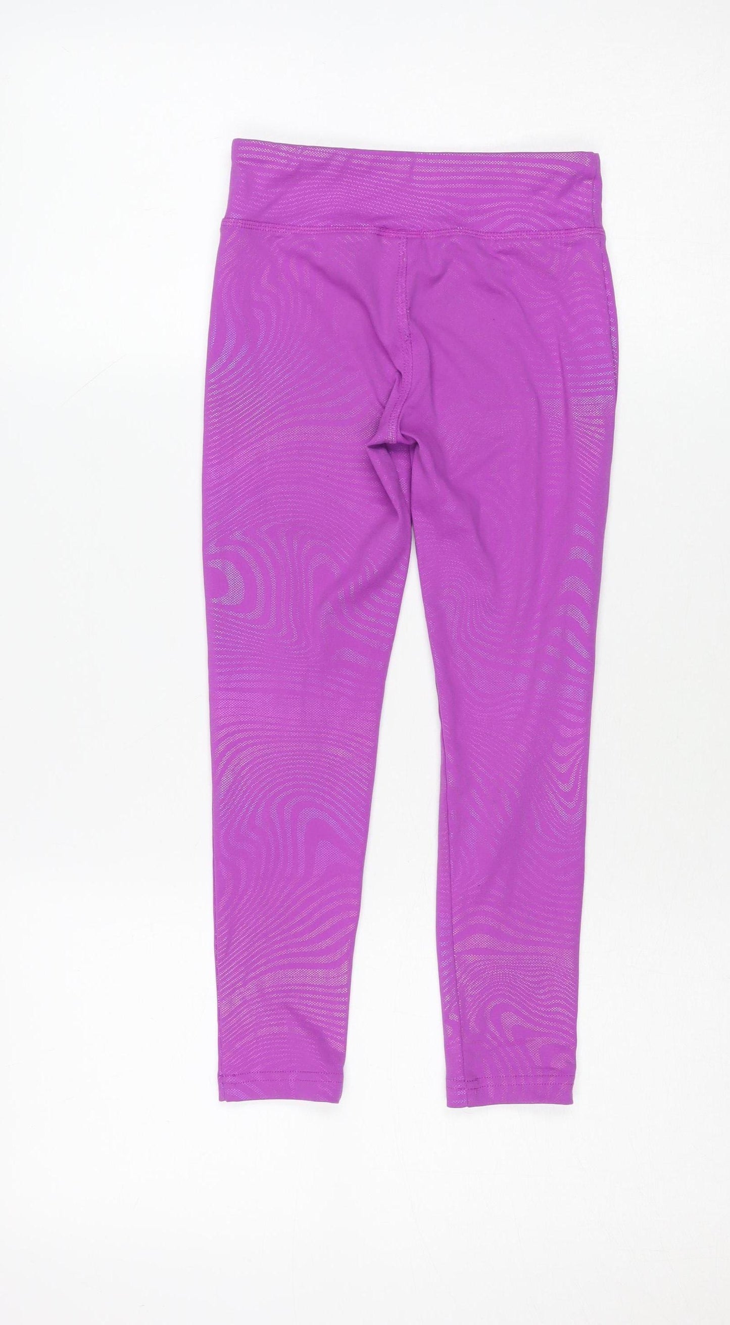 Dunnes Stores Girls Purple Geometric Active Leggings 6-7 Years