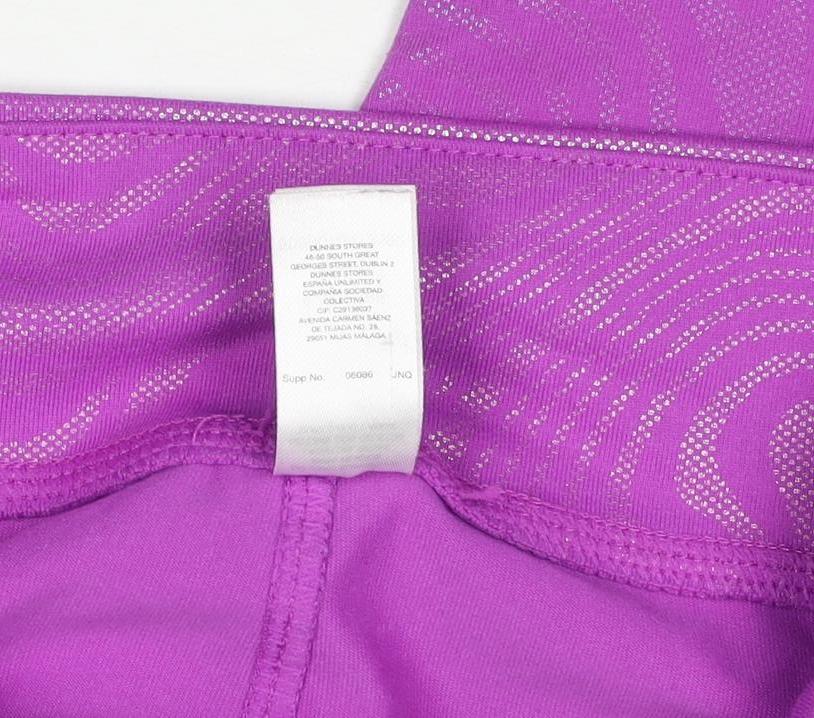 Dunnes Stores Girls Purple Geometric Active Leggings 6-7 Years