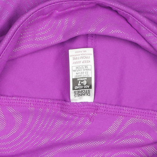 Dunnes Stores Girls Purple Geometric Active Leggings 6-7 Years