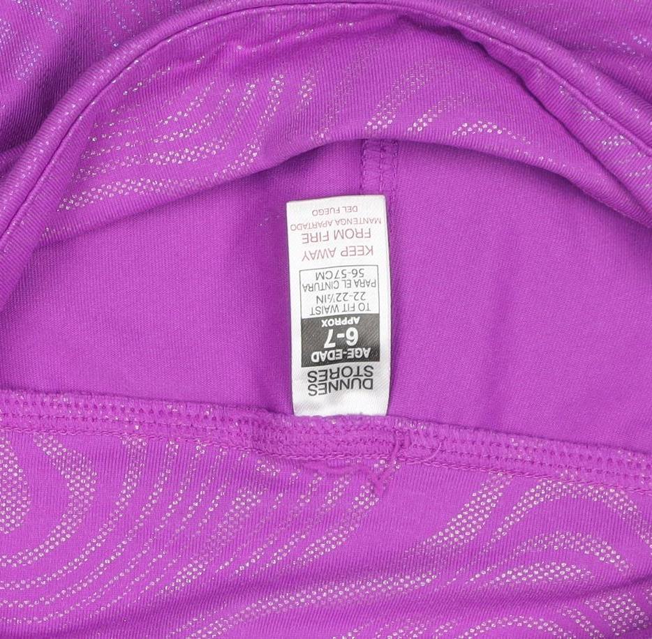Dunnes Stores Girls Purple Geometric Active Leggings 6-7 Years