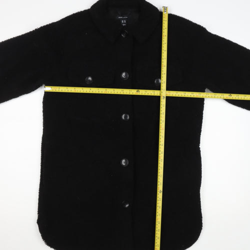 New Look Women's Black Fleece Button Jacket Size 14