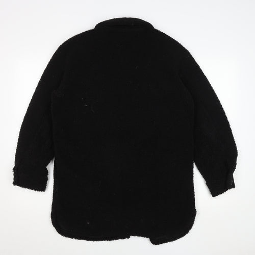 New Look Women's Black Fleece Button Jacket Size 14