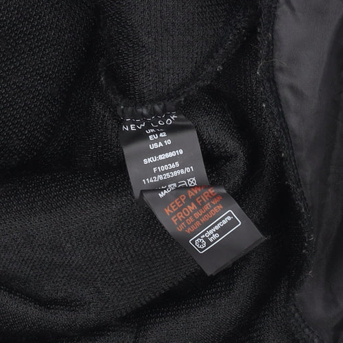 New Look Women's Black Fleece Button Jacket Size 14